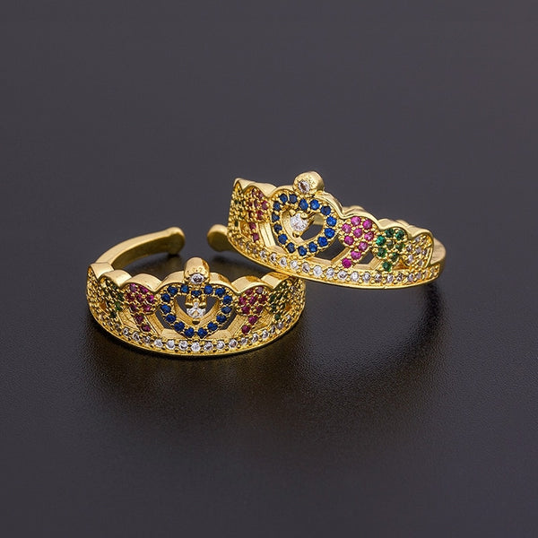 Luxury Crown Copper Zircon Rings for Women