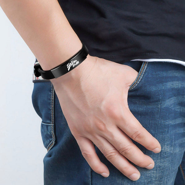 Silicone Strap Charm Bracelet Sport Black Leather Bangle