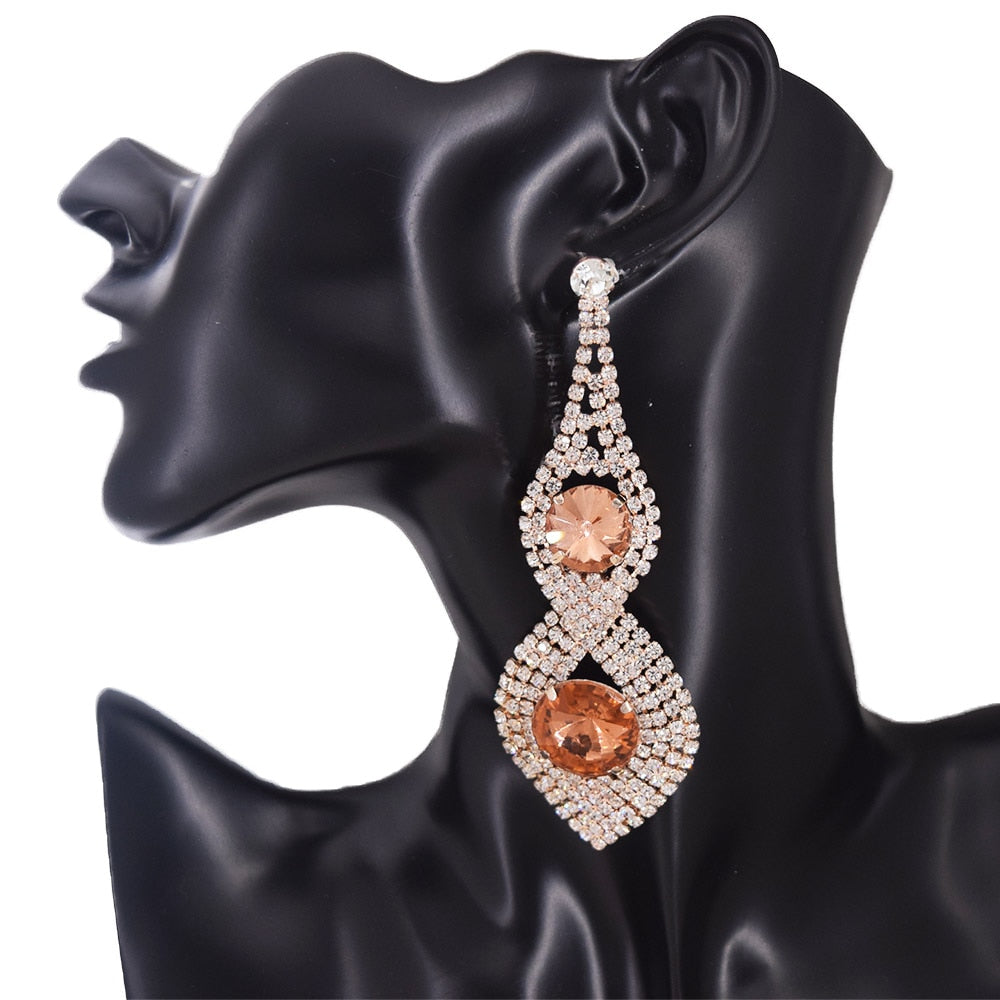 4.1 Rose gold Oversized Statement Orange Crystals Post Earring