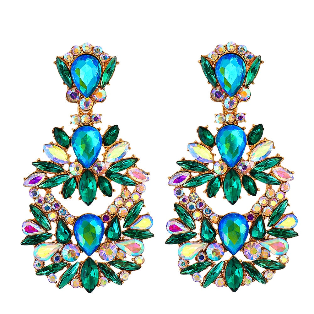 New Long Crystal Drop Dangle Earrings Colorful Rhinestone Hangle Earring