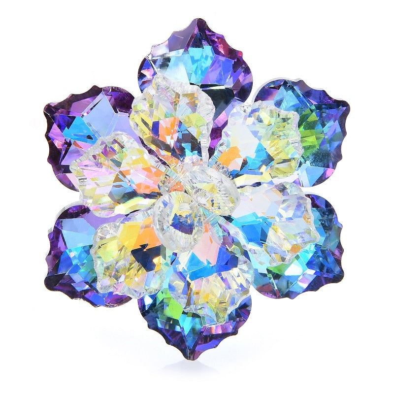 hining Glass Flower Brooches For Women