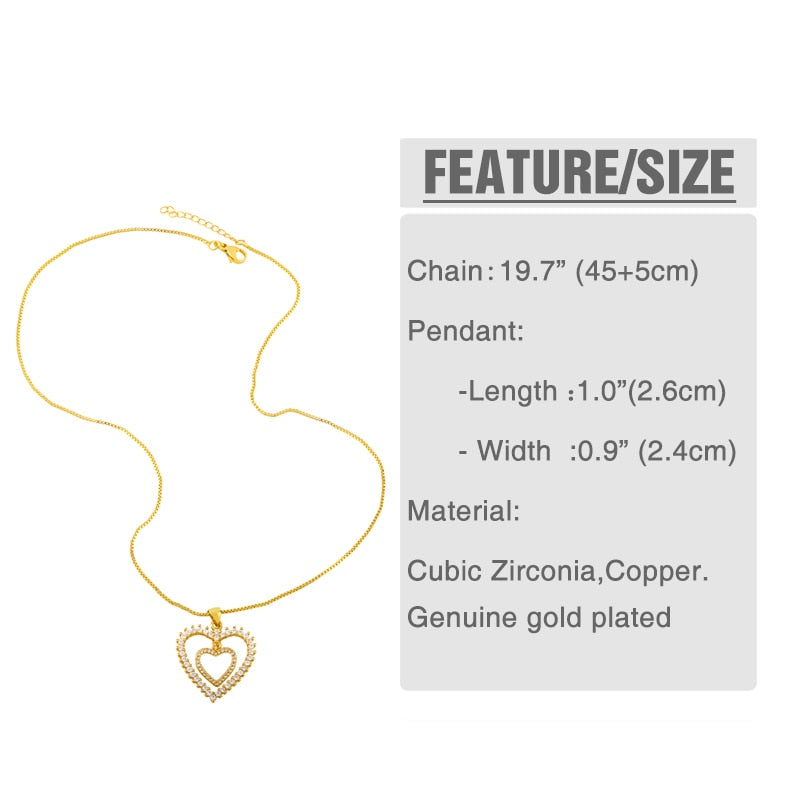 Double Heart Necklace For Women Round Hollow Eagle Cross Pendant Necklace