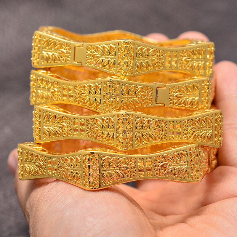 Dubai Arabic Kuwait Bamboo festival Gold Color Bangles Bracelets For women