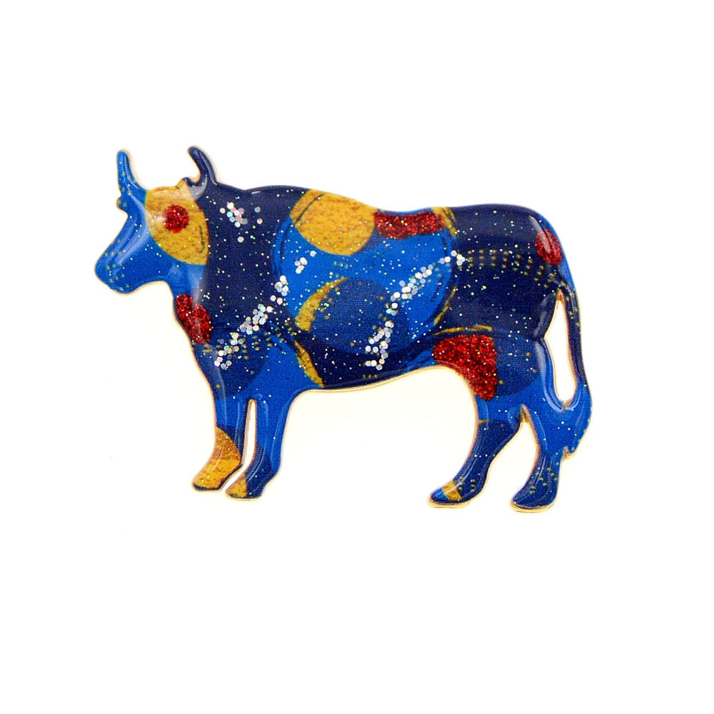 Enamel Bull Brooch Cattle Brooches Women And Men