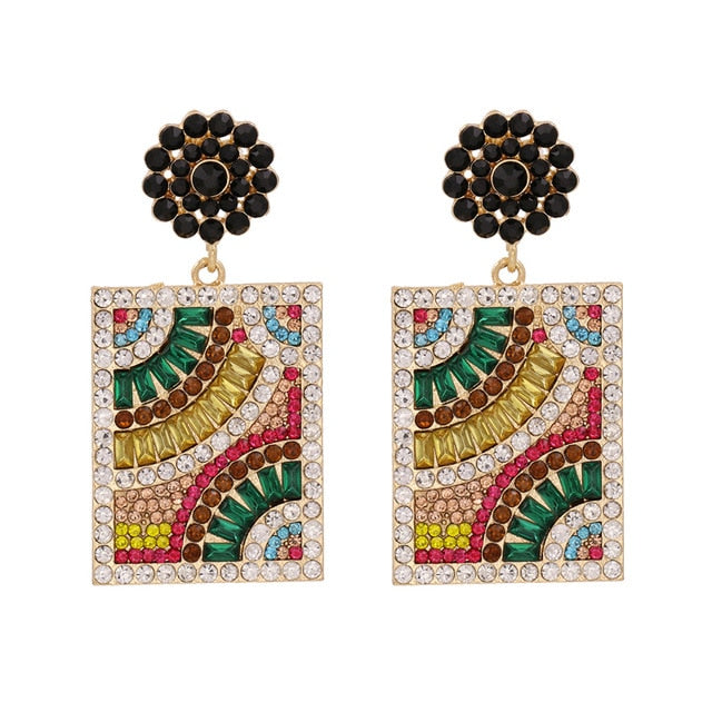 Crystal Earrings Women Large Big Statement Baroque Earrings