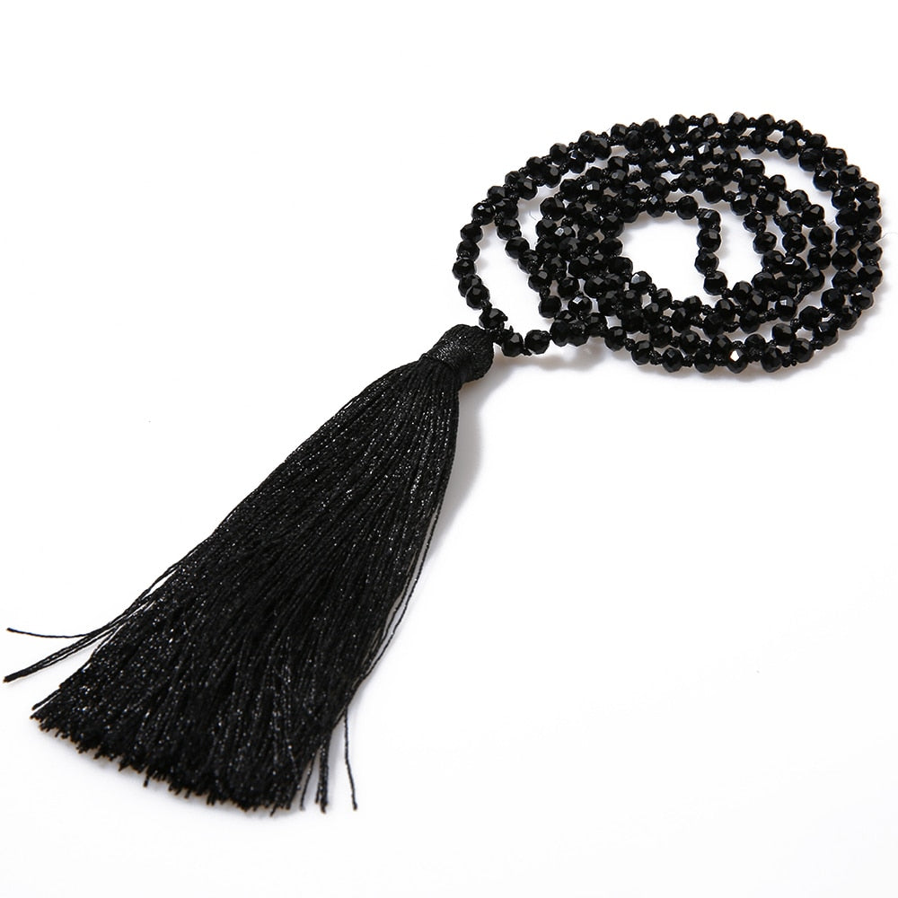 Ethnic Long Tassel Maxi Statement Necklace