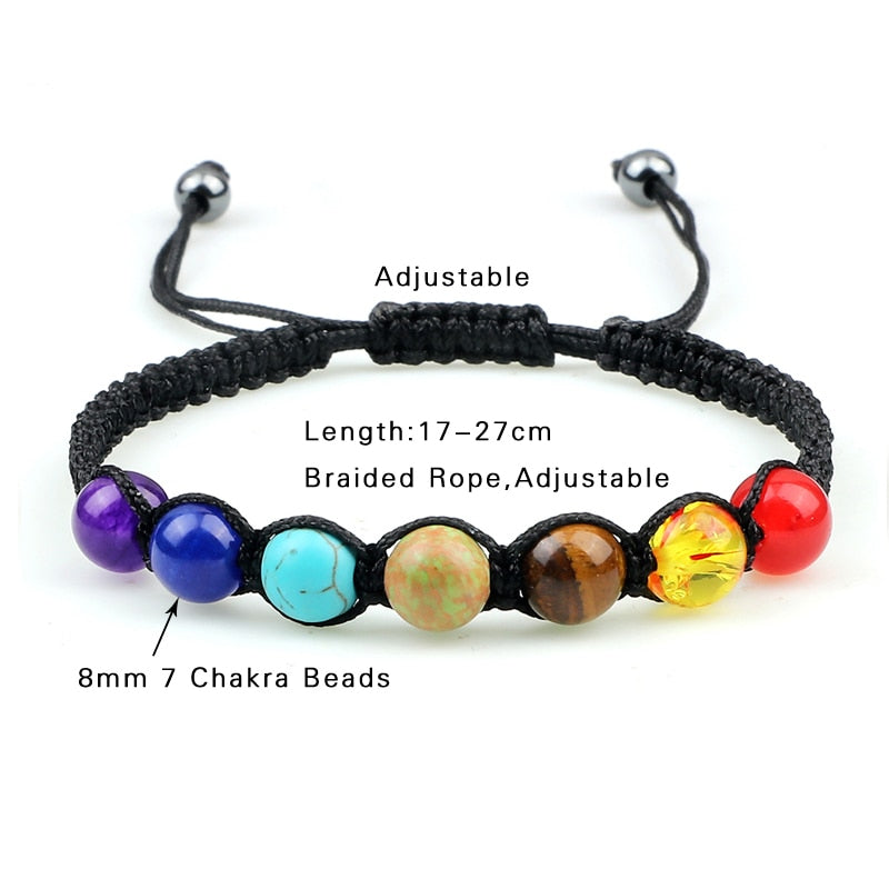 Yoga 7 Chakra Natural Stone Beads Bracelets Women Men Paryer Balance