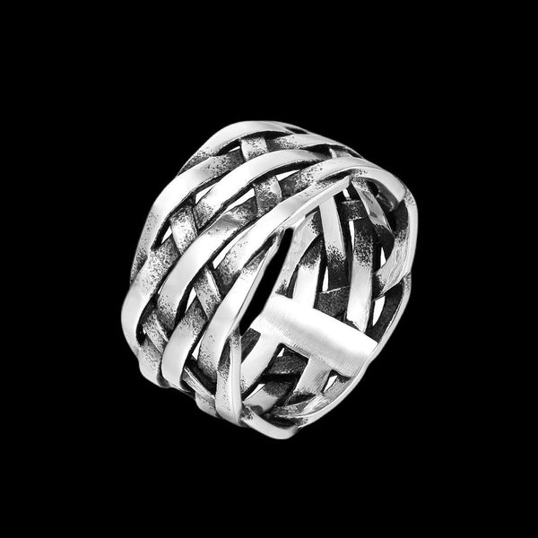 Vintage Weave Viking Symbols Stainless Steel Mens Women Rings