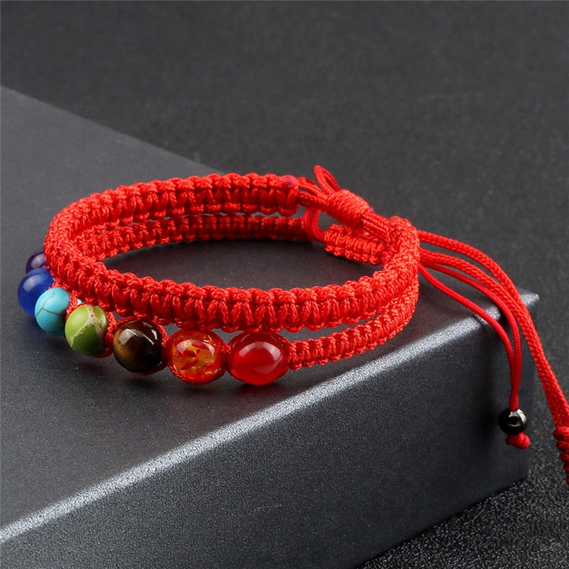 Couple Distance Lucky Bracelet 7 Chakra Black Red White Woven Thread Rope Bracelet Bangles