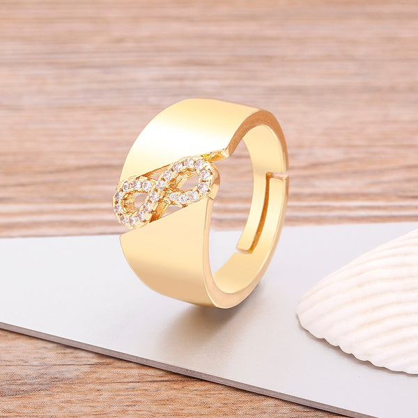 New Design Female Open Adjustable AAA Crystal Zircon Stone Infinite Ring