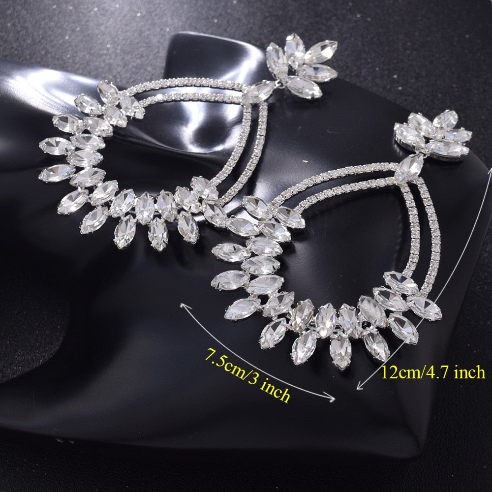 12cm rhinestones women big drop earrings