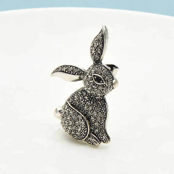 Vintage Rhinestone Rabbit Brooches For Women