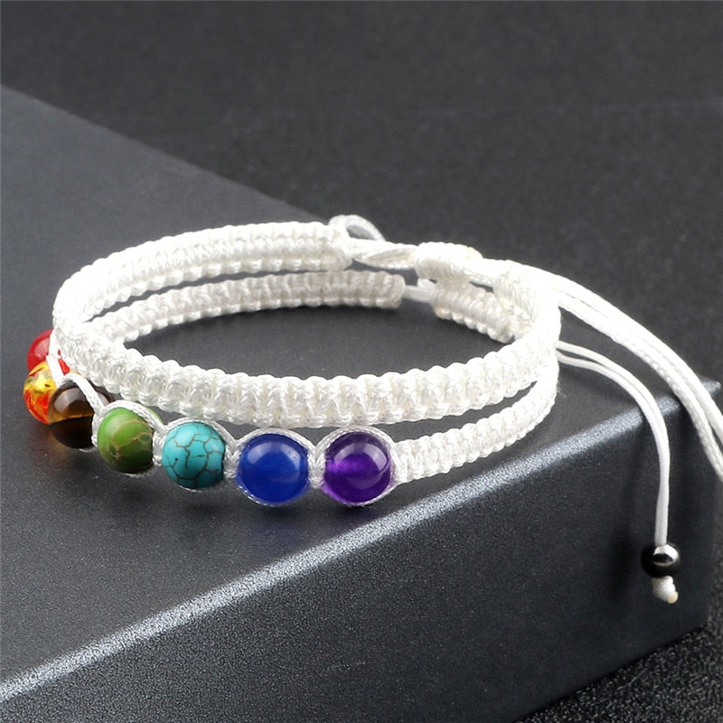 Couple Distance Lucky Bracelet 7 Chakra Black Red White Woven Thread Rope Bracelet Bangles