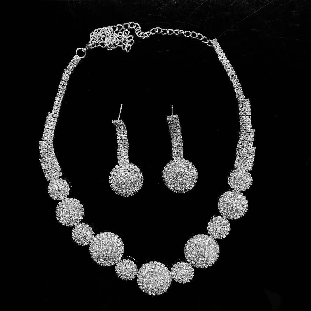 luxury exaggerated jewelry set Rhinestone Crystal Bridal Jewelry Set women