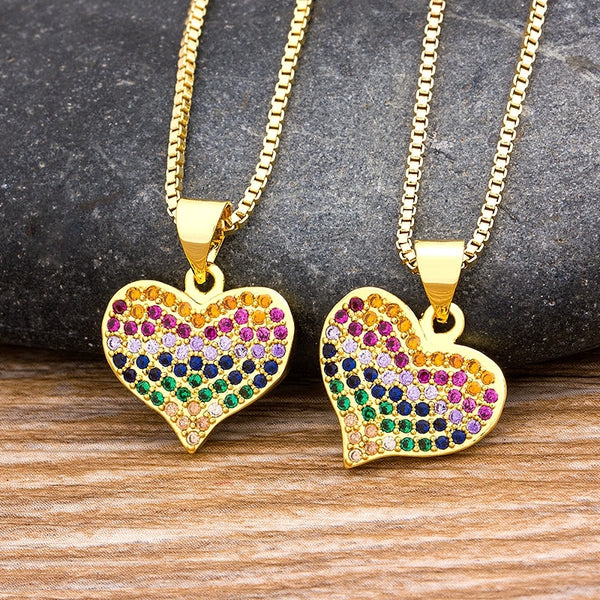 High Quality Copper Zircon Crystal Heart Necklace Women