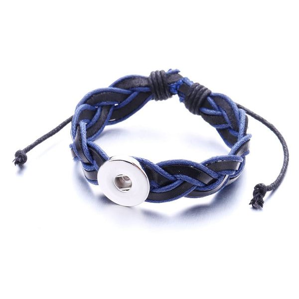 New Snap Jewelry Handmade Braided Leather Snap Bracelet