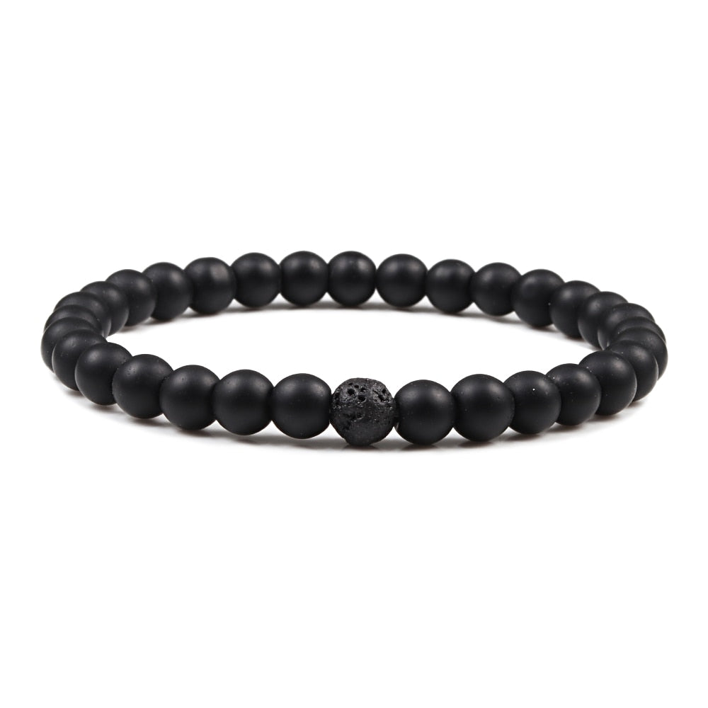 Black White Natural Stone Yoga Beaded Bracelets Men Women