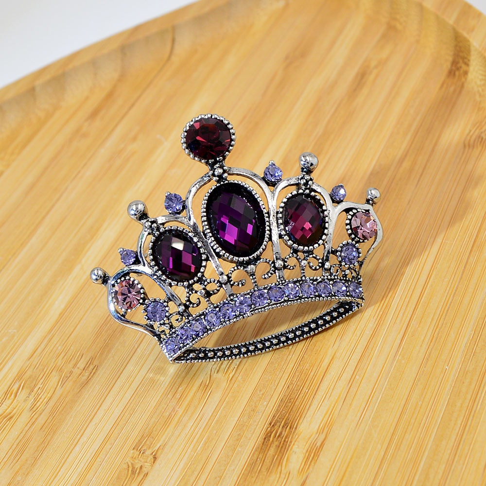 Crystal Crown Brooches For Women