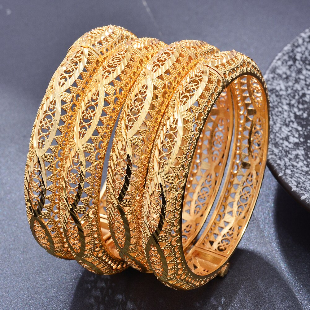 Ethiopian Wedding Gold Bangles Flowers Bracelets wife Gifts