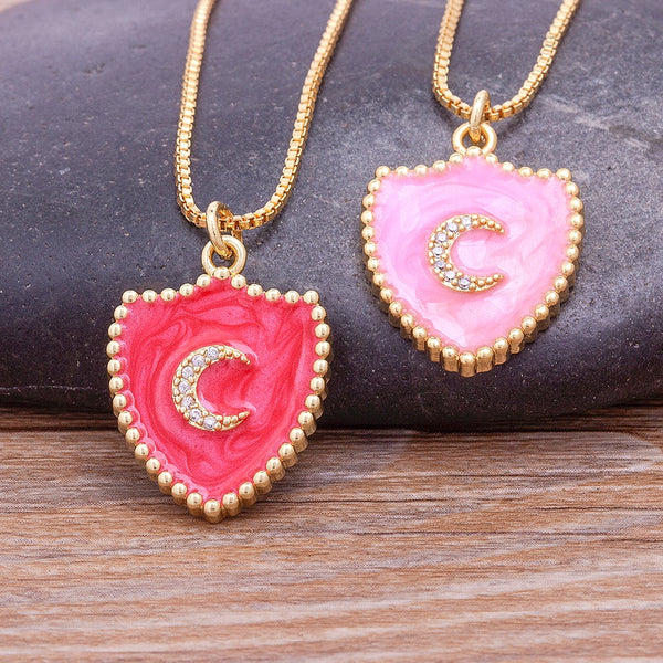 New Enamel Shield Shape Moon Pendant