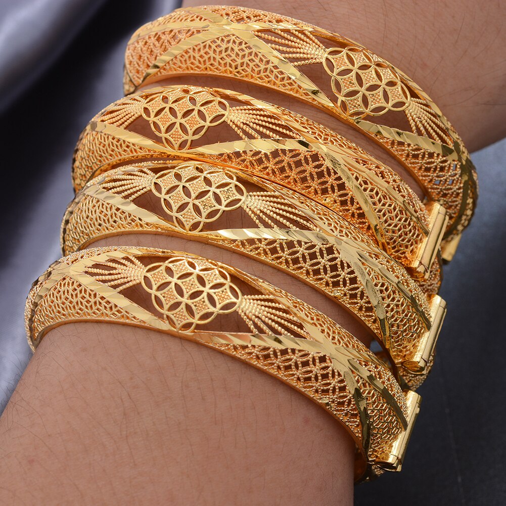 4Pcs/set Banlges For women 24K Gold Color Bracelets&amp;Bangles