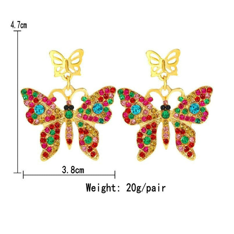 Zinc Alloy Butterfly Earrings For Women Rhinestone Earrings