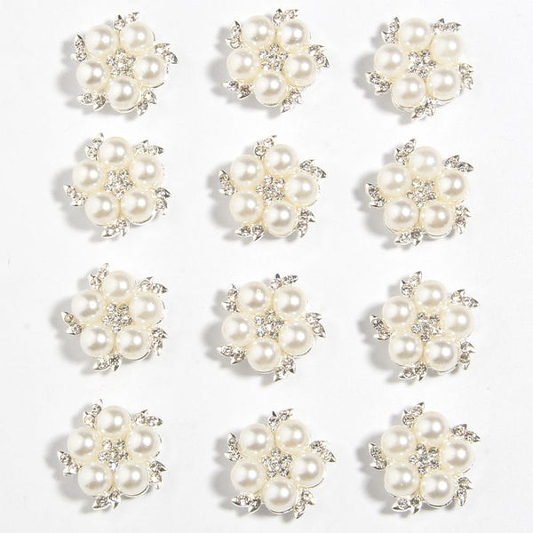 10Pcs 20mm 0.78&quot; Flower Shank Rhinestone Buttons For Wedding Decoration Apparel Sewing Cloth Shoes Bags Jeans Buttons