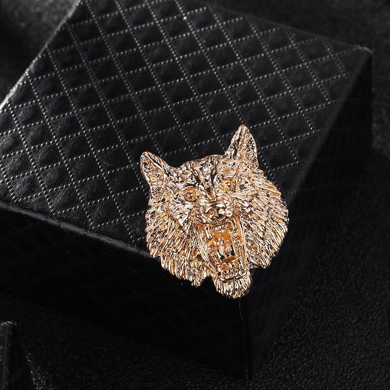 New Vintage Wolf Head Metal Brooch Pin Suit Coat Badge Animal Lapel Pins Fashion Brooches