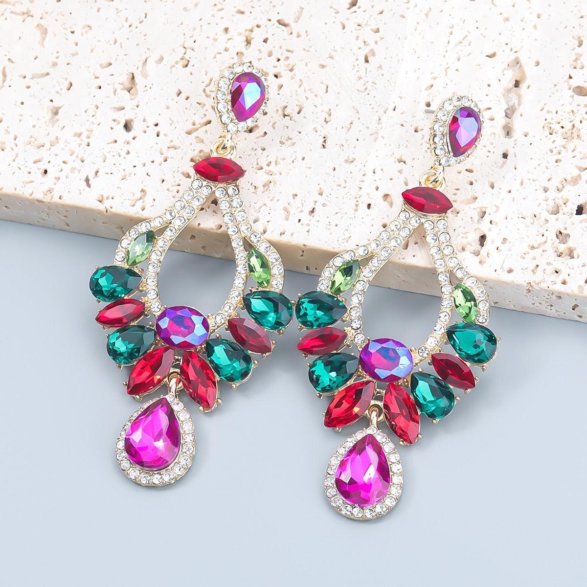 Fashion Metal Rhinestone Geometric Earrings Women