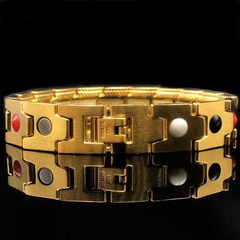 Luxury Stainless Steel Magnetic Therapy Men‘s Bracelet