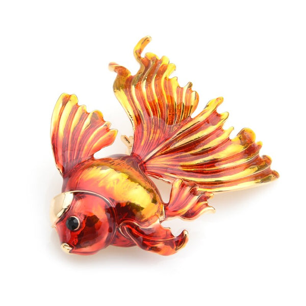 3 Colors Goldfish Brooches Women Blue Red Orange Fish Enamel Banquet Brooch