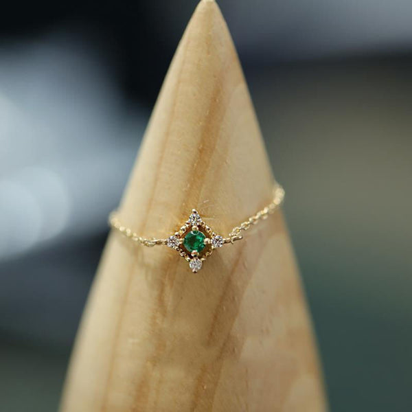 Unique craftsmanship emerald chain opening adjustable ring