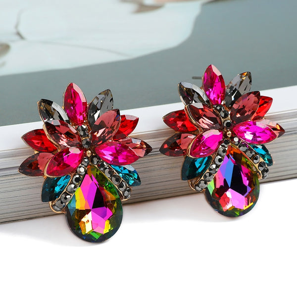 Korean Fashion Colorful Clear Crystal Stud Earrings