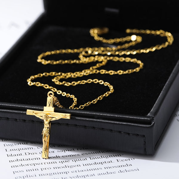 Stainless Steel Gold Color Cross Chain Man Necklace for Women