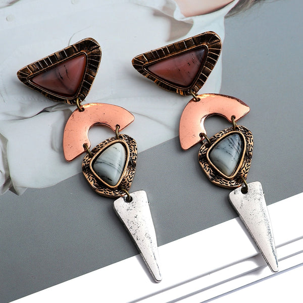 Fashion Irregular Natural Stone Dangle Earrings For Women