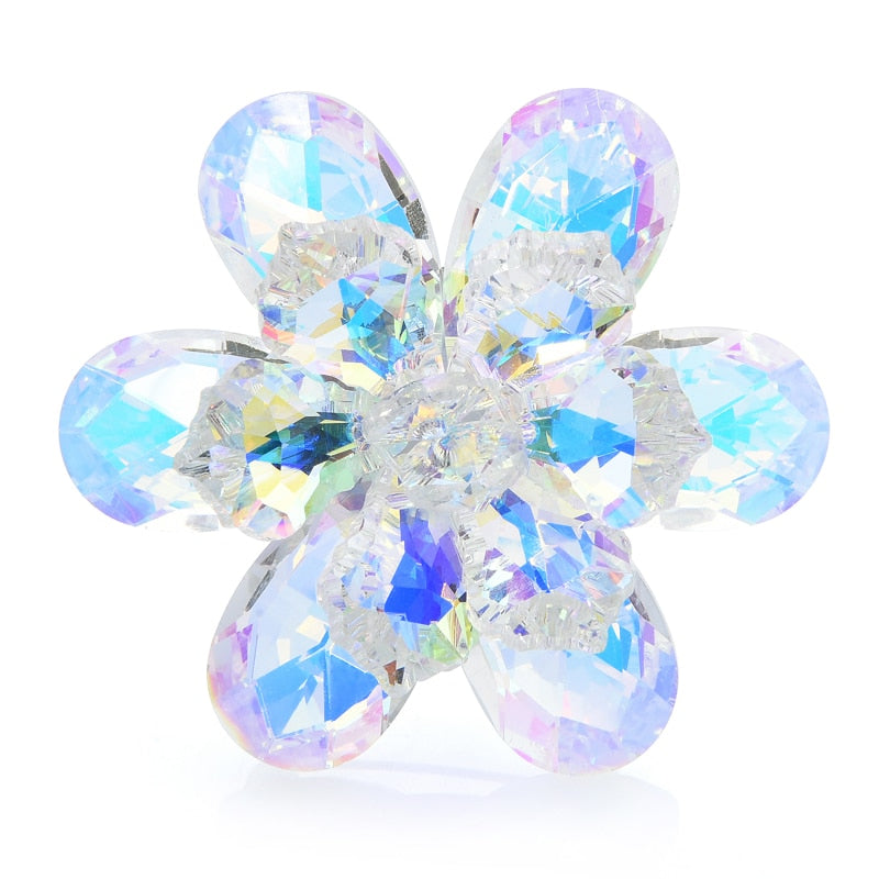 hining Glass Flower Brooches For Women