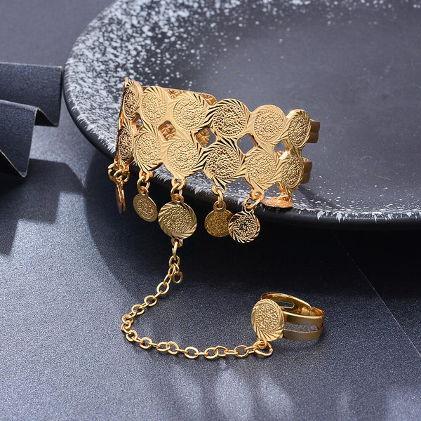 Ethiopian Dubai Arab Gold Color Coin Bangles For Boys Girls