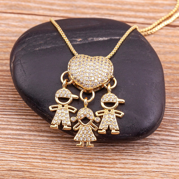 Luxury Heart Shape Girl Boy Kids Pendant Necklace