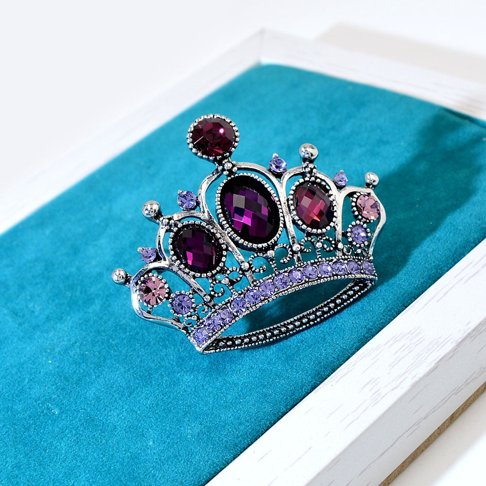 Crystal Crown Brooches For Women