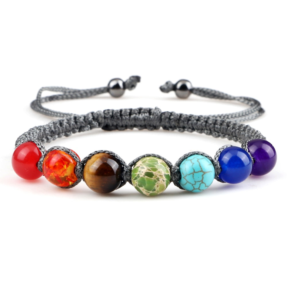 Yoga 7 Chakra Natural Stone Beads Bracelets Women Men Paryer Balance