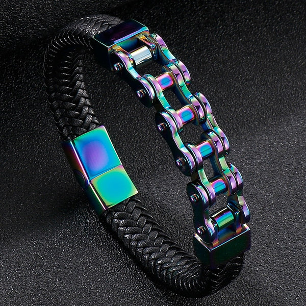 12MM Stainless Steel Motorcycle Cycling Link Chain Wrap Bracelet For Men