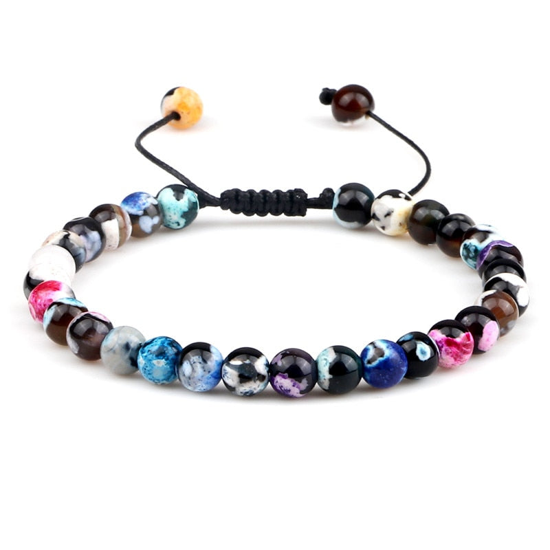 Irregular Copper Beads Braided Bracelet Natural 6mm Tiger Volcanic Lava Bangle For Women Men