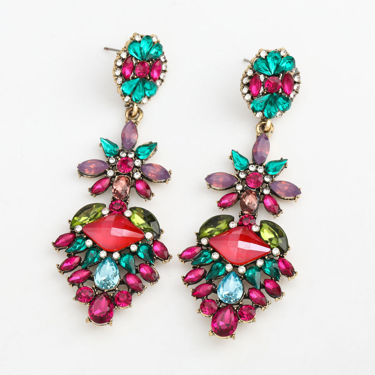 fashion summer new alloy color rhinestone temperament wild earrings