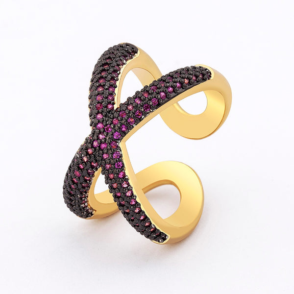 Newest Fresh 5 Colors Tone X Shape Cross Ring for Women