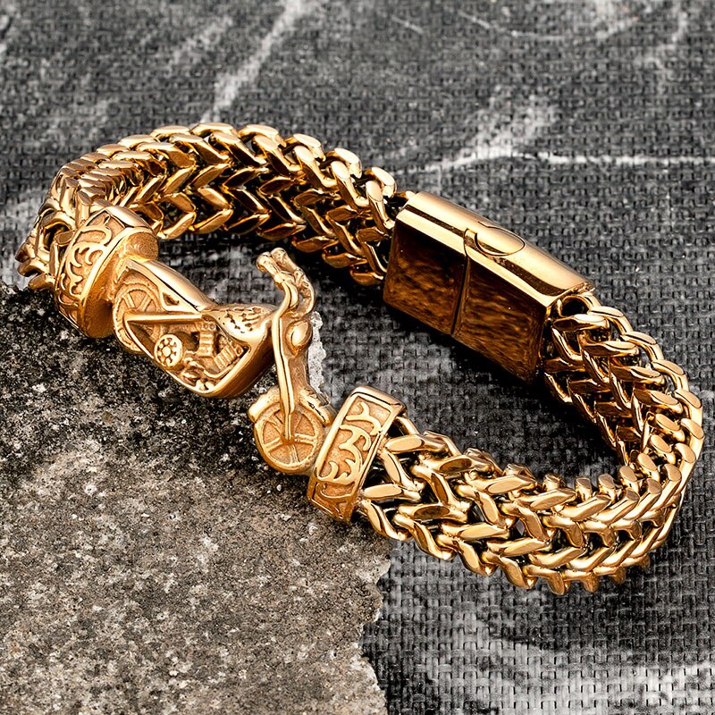 Stainless Steel Gold Chain Men Bracelet