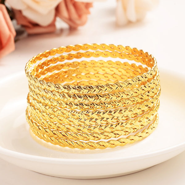 24k 8pcs Luxury 24k Gold Color Ethiopian Jewelry Bangles For Women