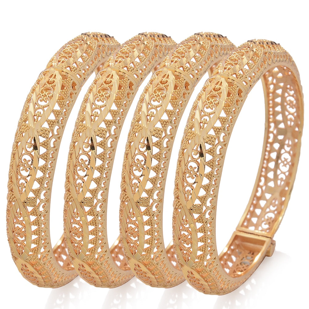 Ethiopian Wedding Gold Bangles Flowers Bracelets wife Gifts