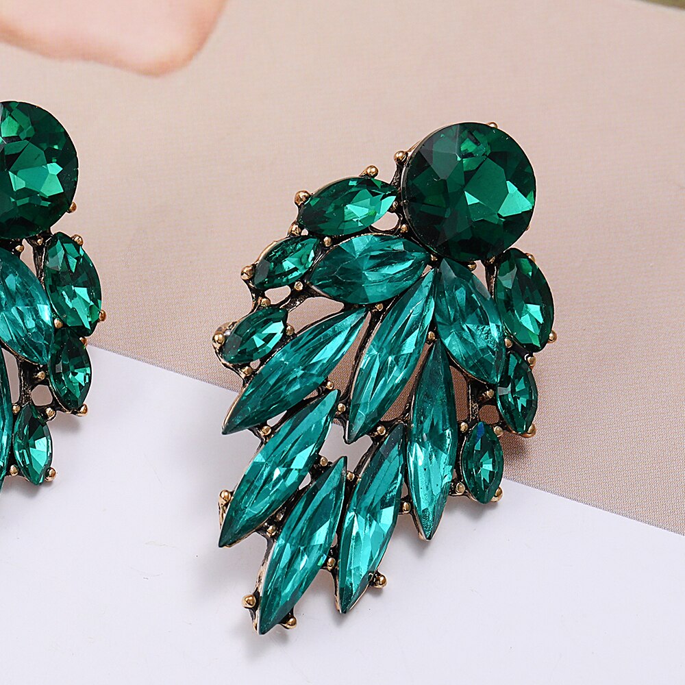 Korean Fashion Colorful Leaf Shape Large Stud Earrings