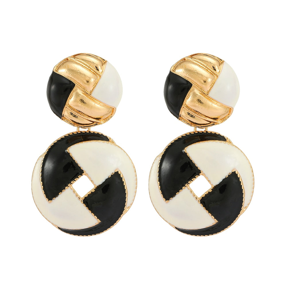 Fashion Double Round Za Dangle Earrings High-Quality Luxury Ear Accessories For Women