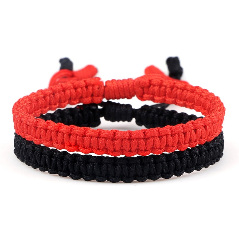 2pcs/set Handmade Woven Thread Rope Irregular Copper Beads Bracelets Women Men